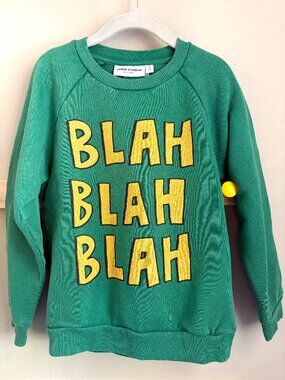 Mini Rodini Organic Cotton "Blah Blah Blah" Crewneck Sweatshirt